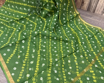 Bandhej  Print Pure Cotton Kota Saree /Free Shipping in US