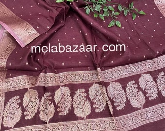 Pure Moonga Silk Banarsi Dupatta /stole/wrap, Free Shipping in US