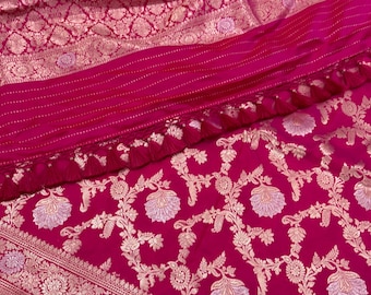 Pure Katan Silk Jangla Banarasi Saree / Free Shipping In US