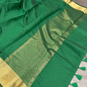 Light Green Chanderi cotton Saree