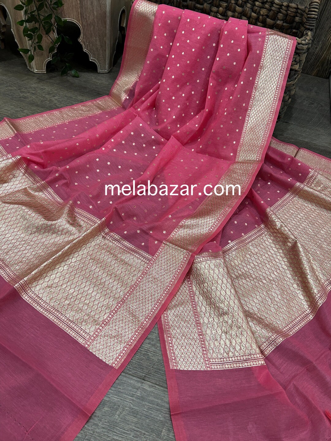 Fawn Banarsi Silk Dupatta main image 1