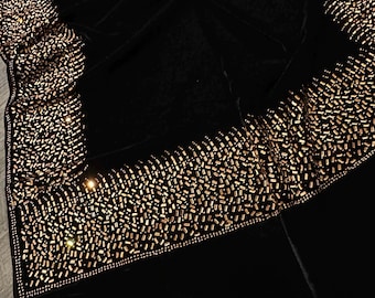 Black Velvet Shawl / Stole / Wrap /Free Shipping in US