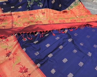 Pure Silk Kanjivaram Handloom Saree / Free Shipping In US