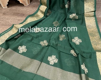 Green Banarsi Dupatta / Cotton Silk Scarf Wrap / Free Shipping in US