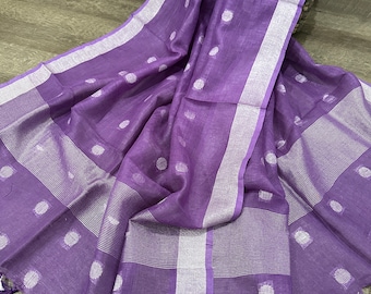 Purple Pure Linen Dupatta/Stole/Wrap, Free Shipping in US