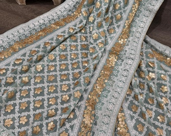 Soft Grayish Blue Georgette Dupatta / Stole/Wrap/Free Shipping in US