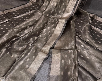 Black Tissue Banarasi Dupatta /Stole/Wrap, Free Shipping in US