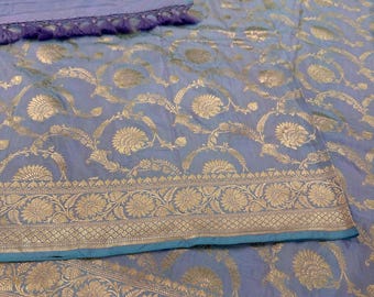 Pure Katan Silk Lilac Banarsi Saree / Free Shipping In US