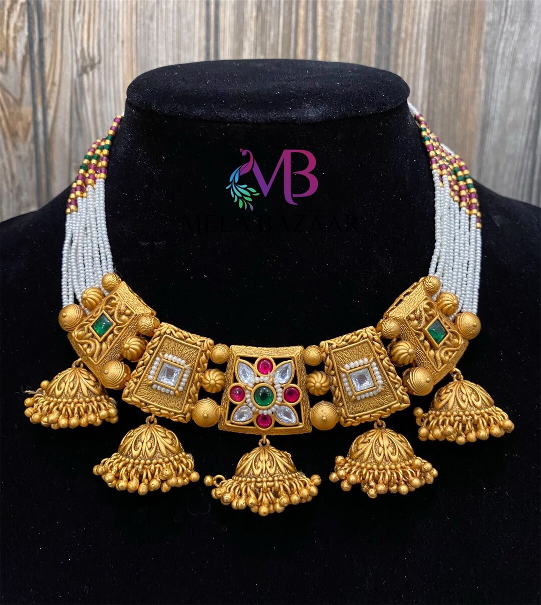 Ensemble De Bijoux Indien - Collier Et Boucles D'oreilles Assortis - Neuf Sans Emballage - Style Ethnique
