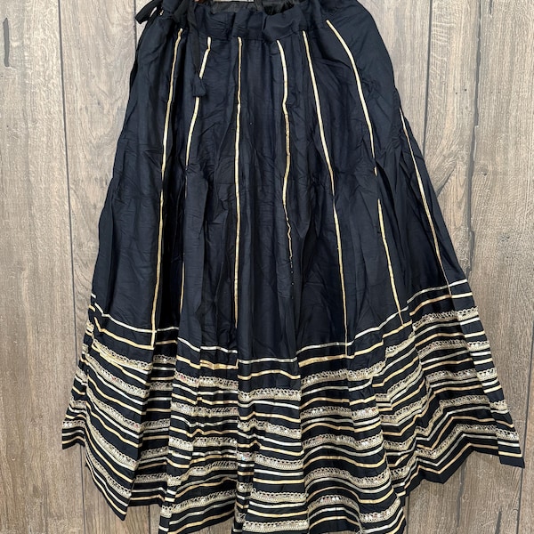 Black Cotton Chaniya / Garba Lehenga / Free Shipping in US