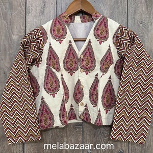 Pure Cotton Saree Blouse / Hand Printed / Sizes Available / Free Shipping in US
