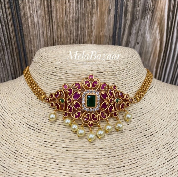Small Choker Necklace and Jhumka Set 