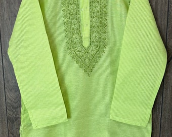Chikankari Kurta verde para hombre / Envío gratis en EE. UU.