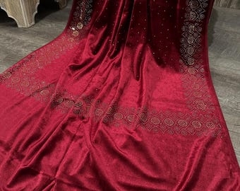 Maroon Velvet Stole /Wrap/ 74 in by 28 in /Free Shipping in US