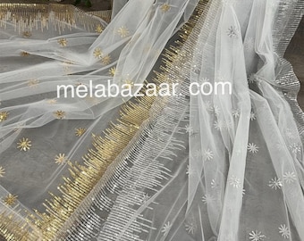 White Net Dupatta /Stole/Wrap/ Lightweight Dupatta/ Free Shipping