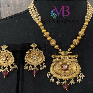 Långt halsbandsset / Halsband med flera strängar av pärlor / Fri frakt inom USA