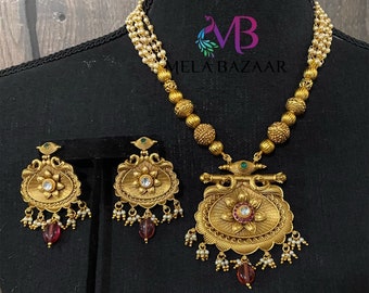 Long Neckalce Set /  Multi-string Pearls Necklace / Free Shipping in US