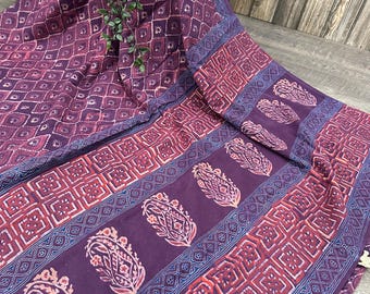 Authentic Handblock Print Pure Cotton Saree / Free Shipping In US