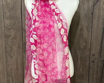 Pink Organza Scarf /Wrap /Dupatta / Holiday gift/Ships from Ohio