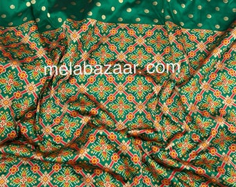 Fine Silk Green Banarasi Patola Saree / Free Shipping In US