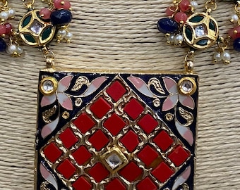 Meenakari, Kundan and Pearls Necklace / Free Shipping in US