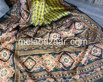 Yellow Patola Print Saree /Art Silk / Free Shipping In US
