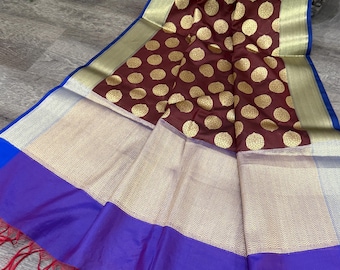 Brown Banarasi Dupatta /Stole/Wrap/ Free Shipping in US