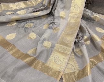 Floral Cotton Silk Banarsi Dupatta / wrap / scarf/ stole
