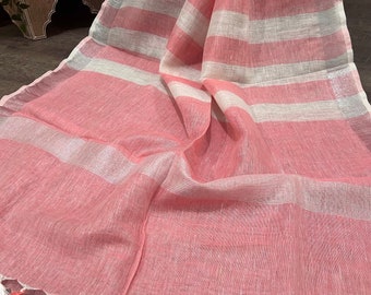 Striped Pure Linen Shawl Unisex / Stole/Wrap/ Free Shipping in US