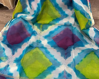 Pure Kota Silk Tie Dye Dupatta /Scarf/ Free Shipping in US