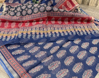 Ajrakh Print Pure Cotton Kota Saree /Free Shipping in US