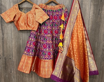 Fine Silk Patola Lehenga Choli /Ready to wear / Free Shipping in US