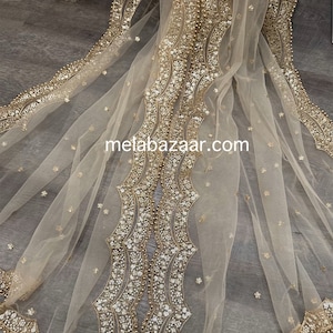 Sequins Gold Net Dupatta /Stole/Wrap, Free Shipping in US