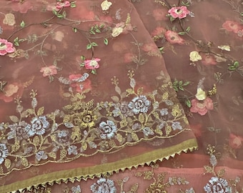 Peach Muslin Jamdani Saree /Free Shipping In US