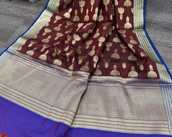 Chocoalte Brown Banarsi Dupatta/Stole/Wrap/ Free Shipping in US