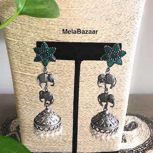 Elephant design Oxidized Earrings Jhumkis/Free Shipping in US