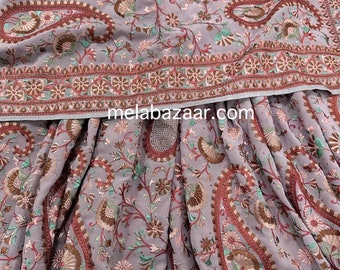 Embroidered Lilac Georgette Saree / Free Shipping in US