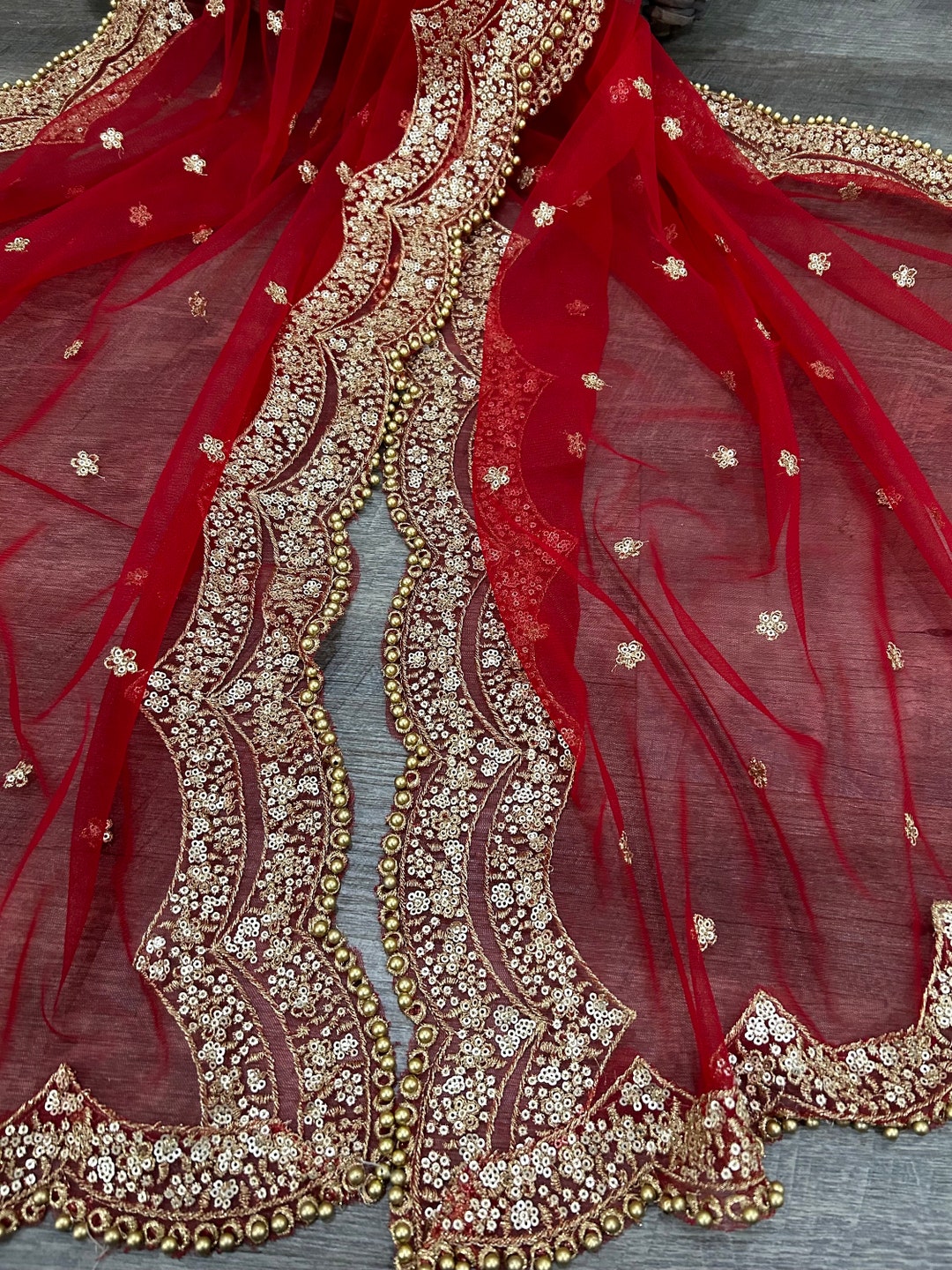 Red Net Dupatta /stole/wrap, Free Shipping in US - Etsy
