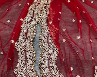 Red Net Dupatta /Stole/Wrap, Free Shipping In US