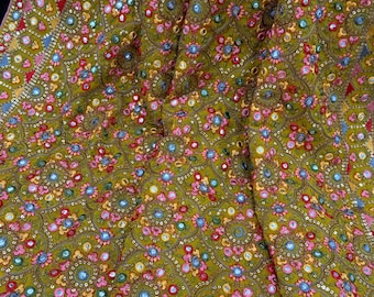 Heavy Embroidered Mustard Yellow Georgette Dupatta /stole/wrap/ Free Shipping in US