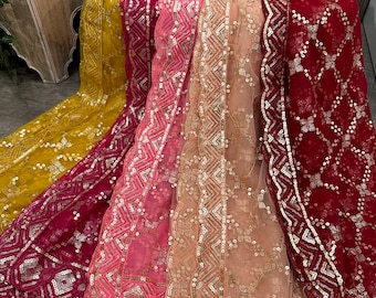 Filet léger à paillettes Dupatta/étole/enveloppe, livraison gratuite aux États-Unis