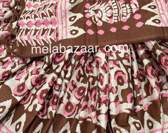 Batik print art silk saree /Fall attached/Free Shipping In US