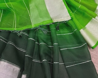 Green Organza Saree / Lightweight / Free Shipping In US