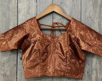 Readymade Brown Blouse for Saree /Free Shipping in US
