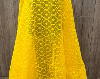 Yellow Jamdani Dupatta / Long and Wide  / Free Shipping in US