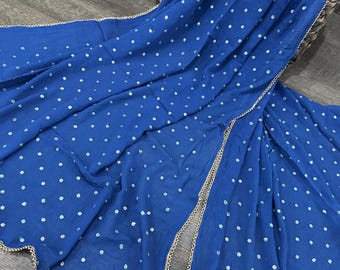 Fine Georgette Blue Dupatta /Stole/Wrap/ Free Shipping in US