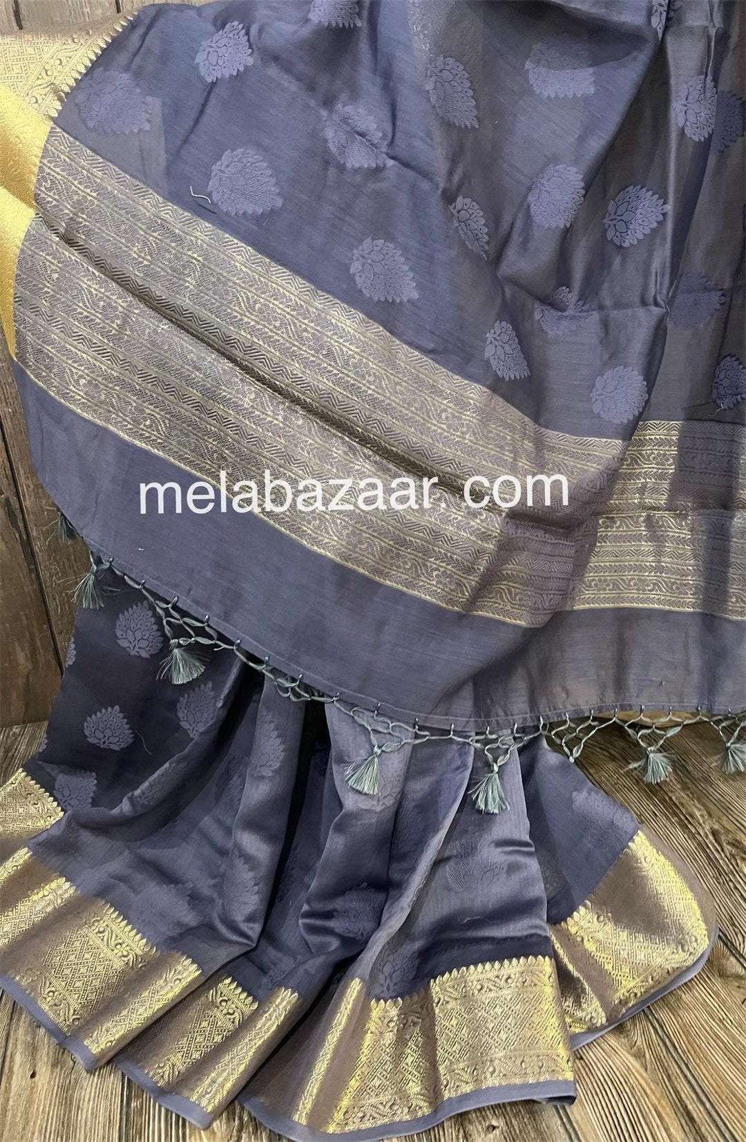 Gray Chanderi Silk Cotton Saree / Vegan Banarsi Saree /fall Etsy