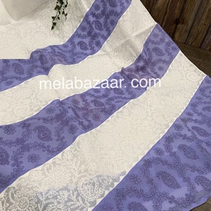 Weiße Chikankari Saree / Reine Baumwolle Saree Hand bestickt / Kostenloser Versand in US
