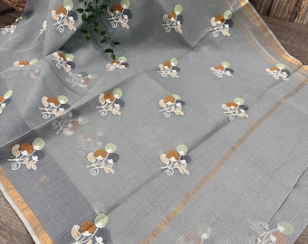 Gray Pure Cotton Kota Saree /Free Shipping In US
