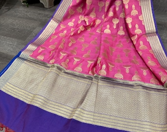 Jhumka design Pink Banarasi Dupatta /Stole/Wrap/ Free Shipping in US